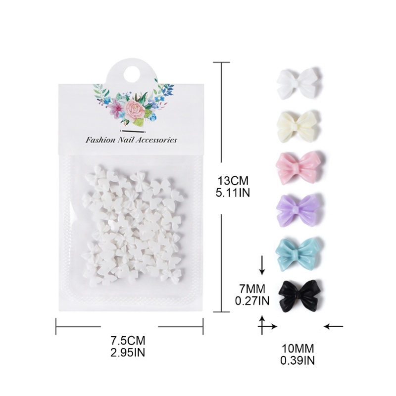autu-อุปกรณ์ตกแต่งเล็บ-จี้โบว์-เนื้อแมตต์-สําหรับตกแต่งเล็บ-diy-50-ชิ้น