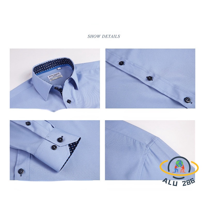 alu286-เสื้อผ้าผู้ชา-เสื้อแฟชั่น-แขนยาวธุรกิจที่ไม่รีดผ้า-สุภาพบุรุษธุรกิจ