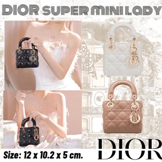 ดิออร์   DIOR  SUPER MINI LADY DIOR BAG/กระเป๋าสุภาพสตรี/กระเป๋าสะพายข้าง/กระเป๋าสะพายไหล่/สไตล์ใหม่ล่าสุด/สไตล์มินิ