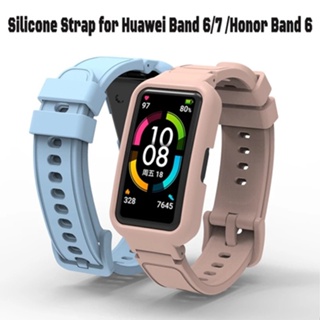 Huawei Band 8 7 6 Honor Band 6 สายซิลิโคน สร้อยข้อมือ สมาร์ทวอทช์ เปลี่ยนได้ สายรัดข้อมือ