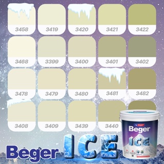 Beger สีเขียวหม่น กึ่งเงา ขนาด 3 ลิตร Beger ICE สีทาภายนอกและใน เช็ดล้างได้ กันร้อนเยี่ยม เบเยอร์ ไอซ์