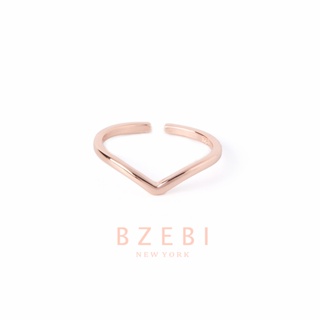 BZEBI แหวนสเตนเลส ประดับเพชร V แฟชั่น เงินแท้ผู้หญิง สไตล์เกาหลี ไม่จางหาย เครื่องประดับ สําหรับผู้หญิง 296r