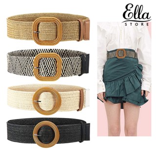 Ellastore123 เข็มขัดถัก หัวเข็มขัด สไตล์โบฮีเมียนวินเทจ ฤดูร้อน สําหรับผู้หญิง