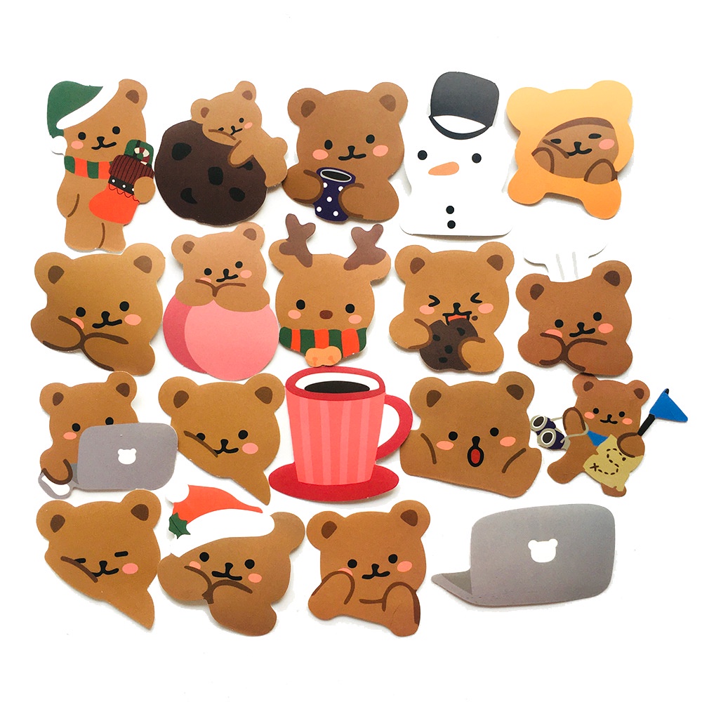 พร้อมส่งในไทย-cute-bear-50แผ่น-sticker-กันน้ำ-สติ๊กเกอร์-ใช้ซ้ำได้-โทรศัพท์มือถื