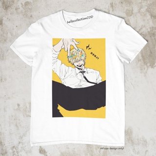 เสื้อยืดสีขาว Anime Shirt Chainsaw Man - Denji Yellow Bg Anime Shirtเสื้อยืด เสื้อยืดสีพื้น_59