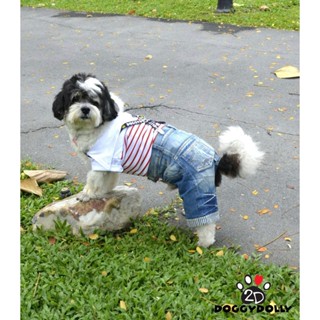 Pet clothes -Doggydolly  เสื้อผ้าแฟชั่น สัตว์เลี้ยง หมาแมว ชุดสี่ขา กางเกงยีนส์ เอี๊ยม ขนาดไซส์ 1-9 โล  DP014