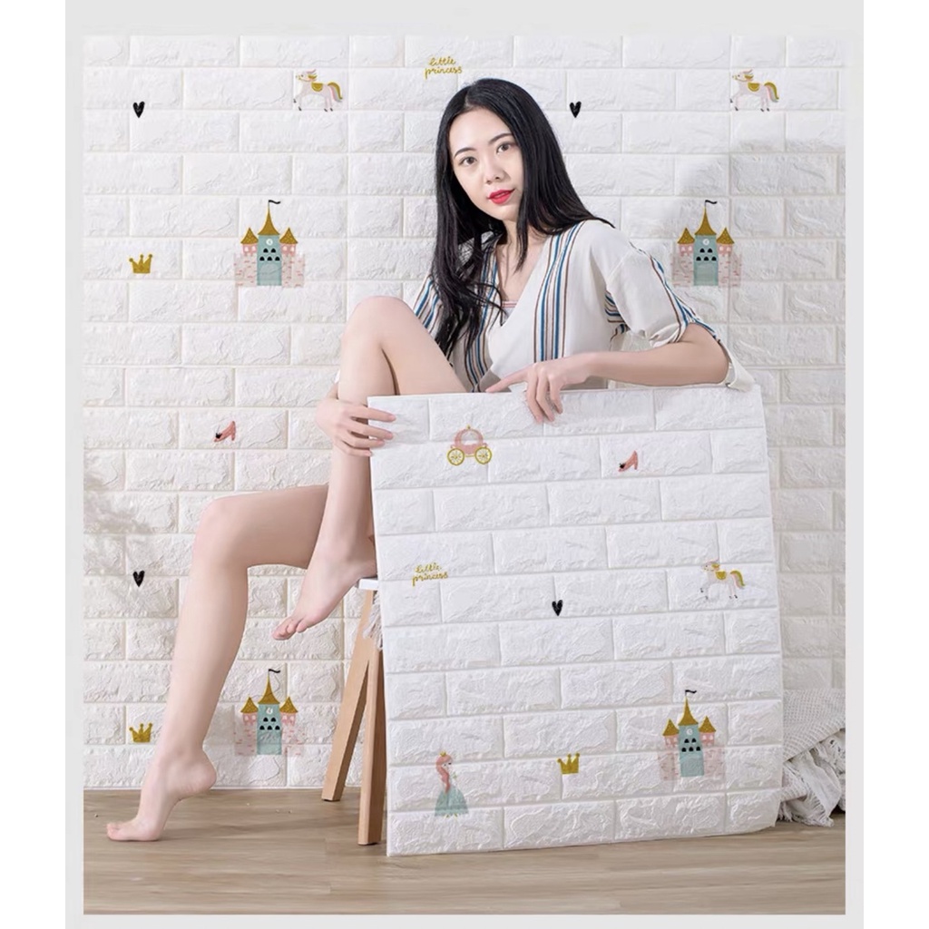 🔥ถูกสุด พร้อมส่ง🔥70*77cm รวลายอดฮิต ขนาดใหญ่พิเศษ ลายอิฐ ลายการ์ตูน วอลเปเปอร์ผนัง3d วอลเปเปอร์3มิติ WALLPAPER 3D