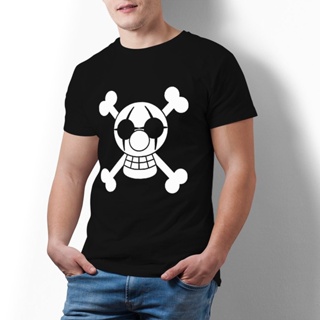 เสื้อเบลาส์ Bandai One Piece Buggy Pirates Jolly Roger เสื้อยืดอะนิเมะผ้าฝ้ายชายเสื้อยืดแขนสั้นกราฟิก Tshirt ลําลอง_33