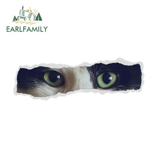 Earlfamily สติกเกอร์ป้องกันรอยขีดข่วน ลายตาแมว 13 ซม. × 4.2 ซม. สําหรับติดตกแต่งประตูรถยนต์ แล็ปท็อป