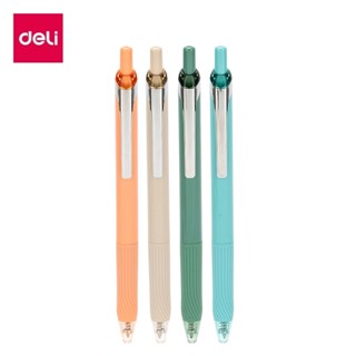 Deli ปากกาเจล ปากกา จัดส่งแบบสุ่มสี ปากกาเขียนลื่น แบบกด หมึกน้ำเงิน 0.7mm 1 แท่ง เครื่องเขียน อุปกรณ์การเรียน