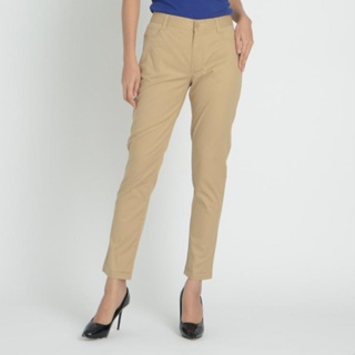 GSP กางเกงขาวยาว กาง﻿เ﻿กงผู้หญิง จีเอสพี กางเกงชิโน่ ขายาว สีน้ำตาลอ่อน (PZTIOT)