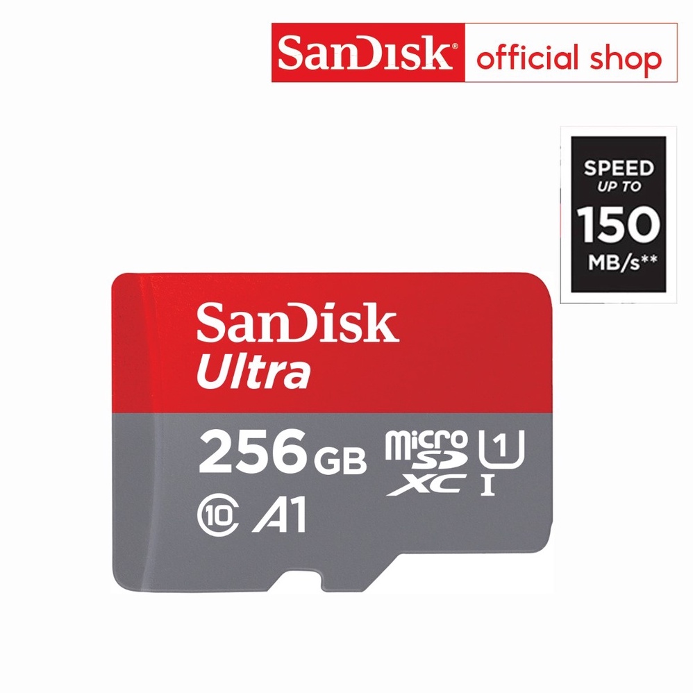 ราคาและรีวิวSanDisk Ultra MicroSDXC UHS-I 256GB (SDSQUAC-256G-GN6MN) Max Read Speed 150 MB/s U1 A1