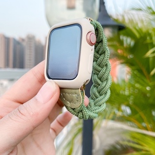 สายนาฬิกาข้อมือ สายหนัง PU แบบยืดหยุ่น สําหรับ Apple Watch iWatch Series Ultra 8 7 SE 6 5 4 3 2 1