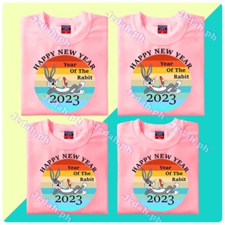 [S-5XL]ผ้าฝ้าย 100% [S-5XL]เสื้อยืดผ้าฝ้าย 2023 เสื้อยืดHappy New Year of the rabbit 2023 statement shirt/t-shirt printe