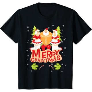 เสื้อยืด พิมพ์ลาย Merry Xmas Strong Santa Two ตลก สําหรับครอบครัว คริสต์มาส