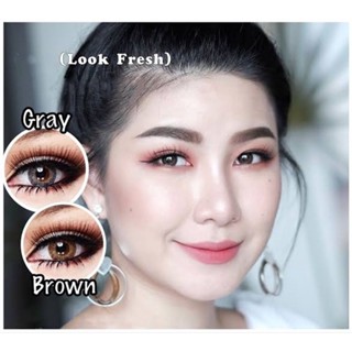 คอนแทคเลนส์ รุ่น Look fresh สีเทา/ตาล Gray/Brown มีค่าสายตา (0.00)เปลี่ยนแทนทุกเดือน