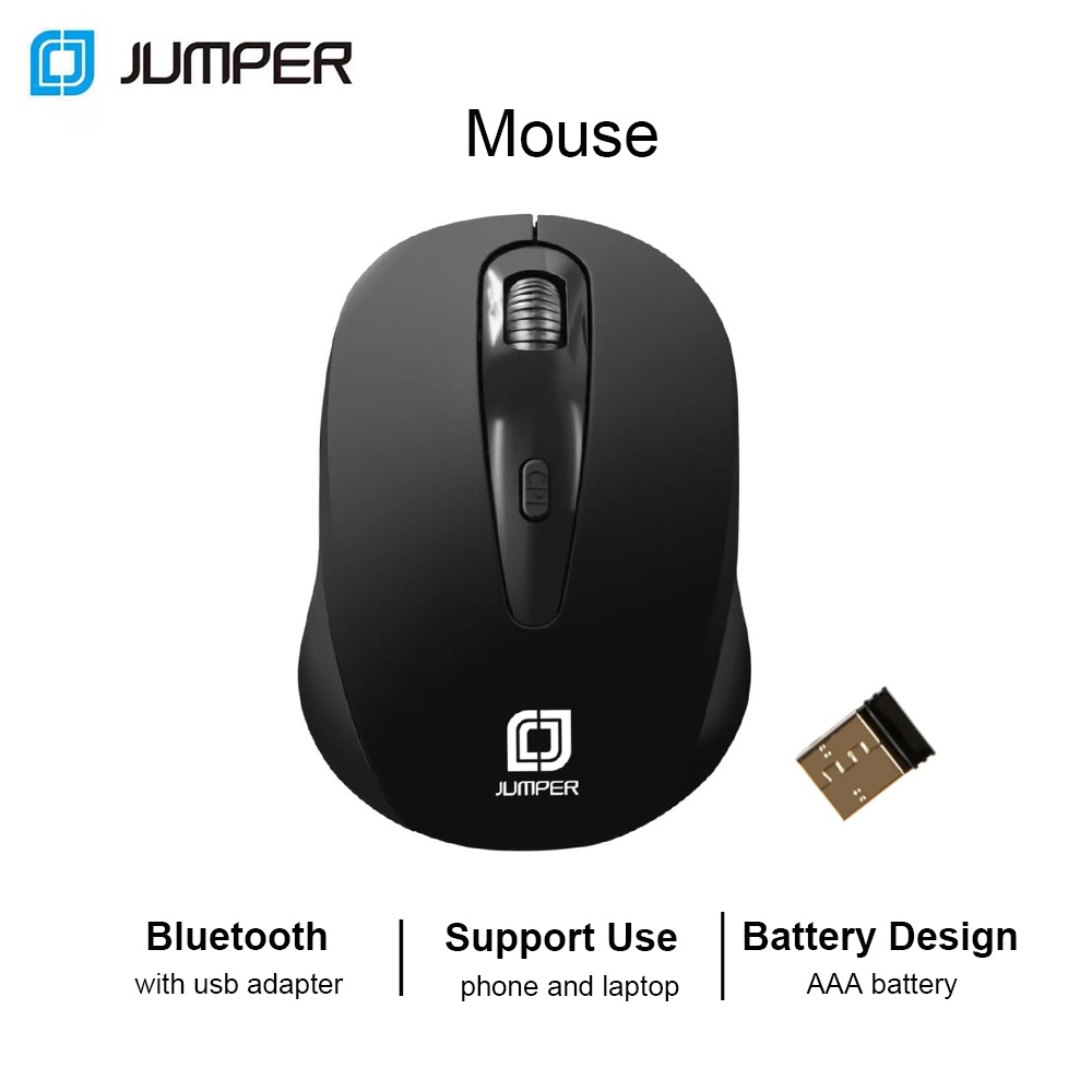 ภาพหน้าปกสินค้าJumper Black Wireless Mouse with USB Adapter สําหรับแล็ปท็อป คอมพิวเตอร์ โทรศัพท์มือถือ