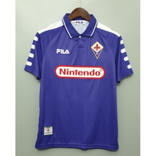 เสื้อกีฬาแขนสั้น ลายทีมชาติฟุตบอล Fiorentina Home 1998 สไตล์วินเทจ แฟชั่นเรโทร