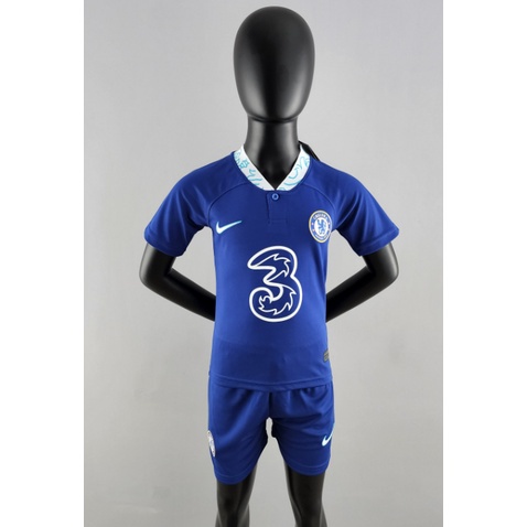 เสื้อกีฬาแขนสั้น-ลายทีม-chelsea-home-kit-22-23-jersi-budak-สําหรับเด็ก