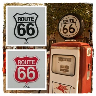 ROUTE 66 AMERICAS HIGHWAY ตัวรีดติดเสื้อ แจ๊คเก็ต อาร์ม  ยีนส์ Hipster Embroidered Iron on Patch  DIY