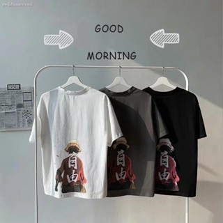 เสื้อยืดOne Piece เสื้อยืดลูฟี่พิมพ์หลวมสุทธิสีแดง Ins น้ำแขนสั้นผู้ชายสั้นนักเรียนครึ่งแขน_21