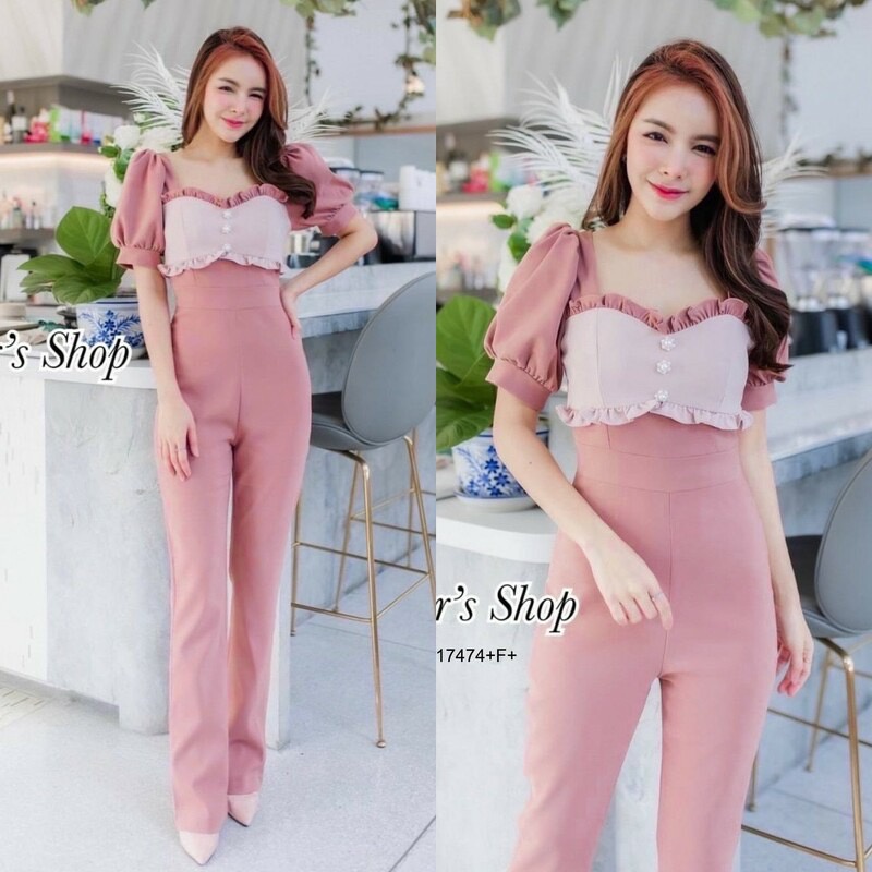 ak-17474-jumpsuit-จั้มสูท-ขายาว-ทรงแขนพอง