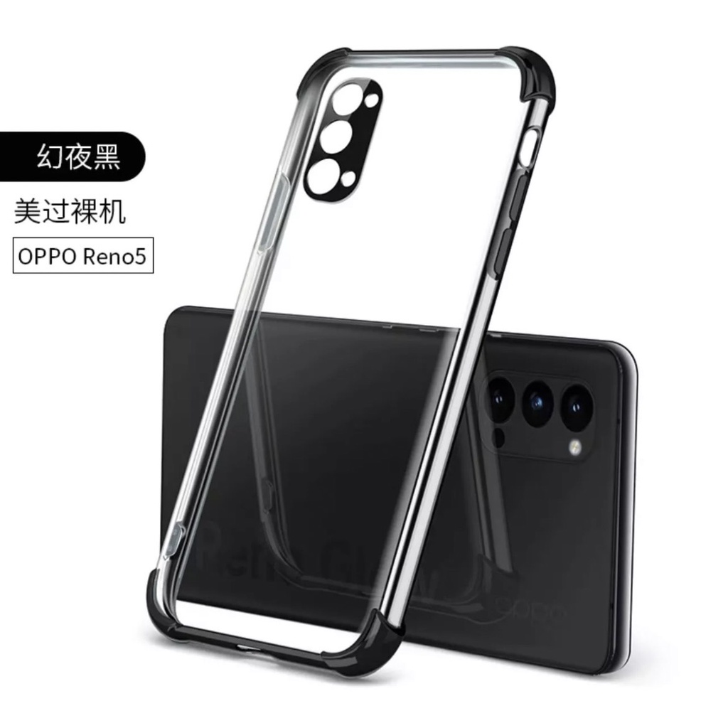 มาใหม่-case-oppo-reno5-5g-เคสนิ่ม-ขอบสีหลังใส-เคสกันกระแทก-tpu-case-สวยและบาง-เคสซิลีโคน-สินค้าใหม่