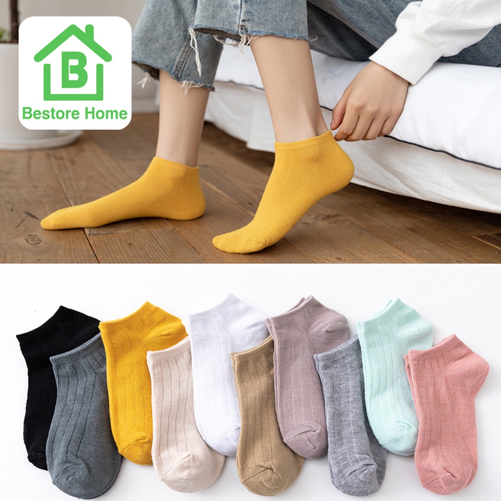 bestore-home-ถุงเท้าผู้หญิง-ถุงเท้าข้อสั้น-สไตล์เกาหลี-มีหลายสีให้เลือก