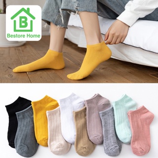 Bestore Home  ถุงเท้าผู้หญิง  ถุงเท้าข้อสั้น สไตล์เกาหลี มีหลายสีให้เลือก