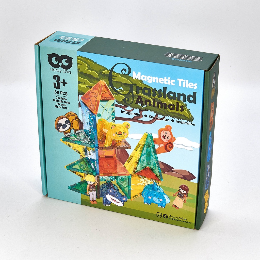 magnetic-tiles-grassland-animals-56-pieces-แผ่นตัวต่อแม่เหล็กชุดสัตว์ทุ่งหญ้า-56-ชิ้น