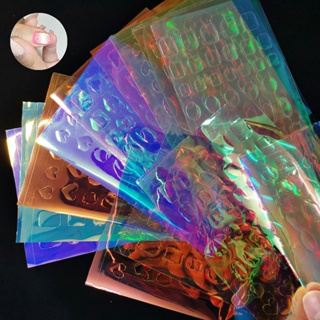 【AG】11Pcs/Set Aurora Effect Nail Cube DIY Colorful Foil Sparkling Glass Ice Cube