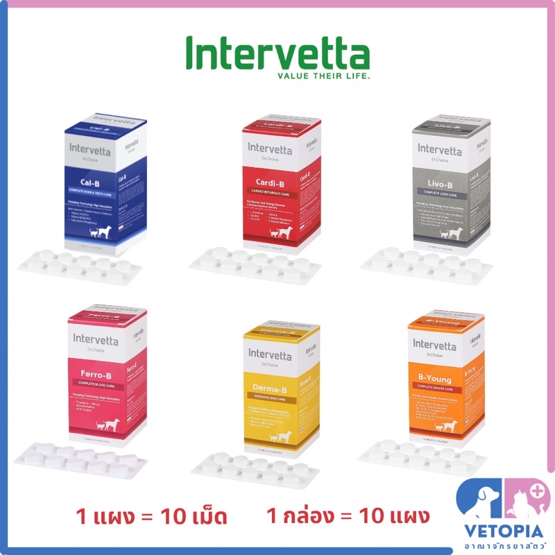 ภาพหน้าปกสินค้าแบ่งขาย (1 แผง = 10 เม็ด) Intervetta Dr.Choice มี 6 สูตร จากร้าน vetopia บน Shopee