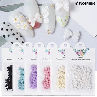 Flospring โบว์เรซิ่น สามมิติ ไม่จางหาย กันตก สําหรับตกแต่งเล็บ DIY 50 ชิ้น