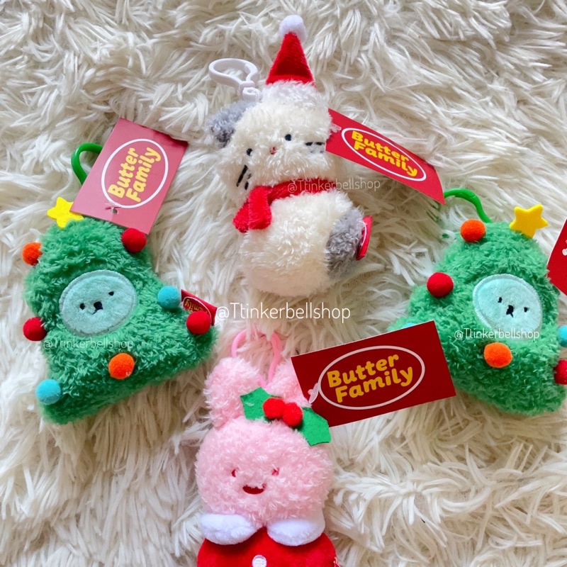 พร้อมส่ง-butter-family-xmas-keyring-doll-พวงกุญแจคริสต์มาส-เกาหลี