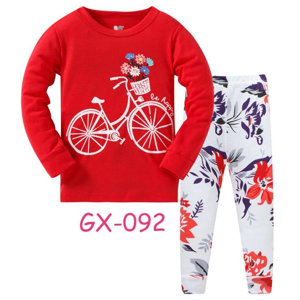 l-hugx-092-ชุดนอนเด็กหญิงสีแดงจักรยาน