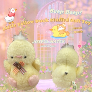 พวงกุญแจน้องเป็ดน้อย ก้าบๆ มีเสียงบีบปี๊บๆ ขนเก่า ป้าย Joyful Mates Made in Japan (Little Yellow Duck Stuffed Soft Toy)