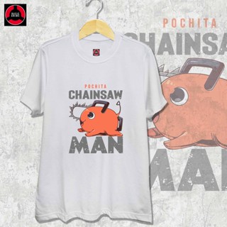 เสื้อผู้ชายเท่ เสื้อยืด Chainsaw Man - Pochita Chainsaw Devil Shirtเสื้อยืด_21