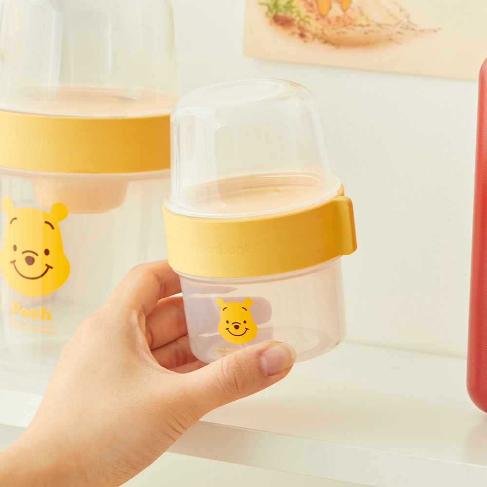 พร้อมส่ง-pooh-x-locknlock-2way-container-ที่ใส่อาหารแบบแยกชั้น