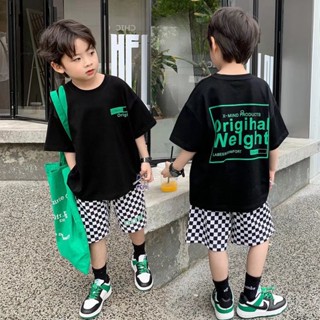 เสื้อยืดแขนสั้นลําลอง ทรงหลวม พิมพ์ลาย แฟชั่นสําหรับเด็กผู้ชาย 2023