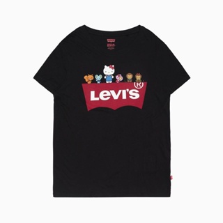 กระหน่ำเสื้อยืดผู้ชายเสื้อยืดLEVIS® Hello Kitty Perfect Graphic Tee - BlackS-3XL_34