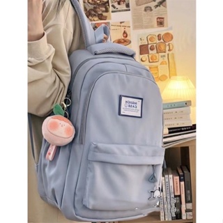 กระเป๋าเป้สะพายหลัง กระเป๋านักเรียน จุของได้เยอะ สีพื้น สไตล์ญี่ปุ่น และเกาหลี สําหรับนักเรียน