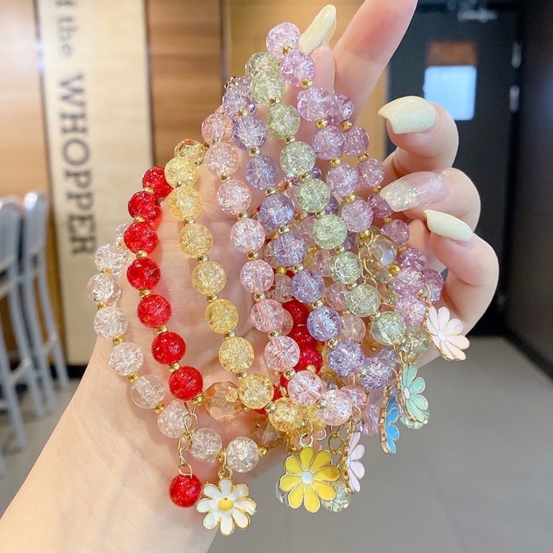 พร้อมส่ง-กำไลข้อมือคริสตัล-จี้รูปดอกเดซี่-สไตล์เกาหลี-น่ารัก-ละมุน-ของขวัญวันเกิด