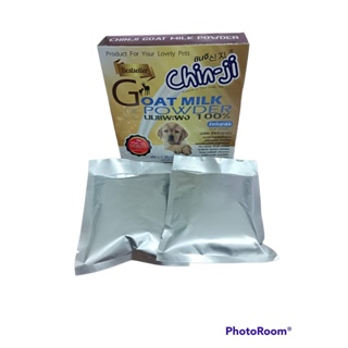 Chin-ji Goat milk นมแพะผง 100% นมผงสำหรับลูกสุนัข  120 กรัม แพค 2ซองและขนาด300กรัม
