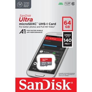 ภาพหน้าปกสินค้าSANDISK เมมโมรี่การ์ด Micro SD card Ultra 64 GB [140MB/s] Class10 A1 U1 memory card โทรศัพท์ มือถือ แท้ (SDSQUAB-064G) ที่เกี่ยวข้อง