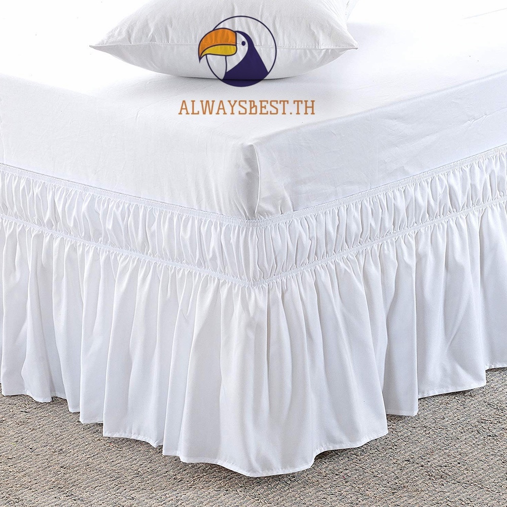 sale-ผ้าปูที่นอนผ้าคลุมเตียงแบบยืดหยุ่น-ผ้าคลุมเตียงกระโปรงเตียง-สีขาว-สีเทา-bed-skirt