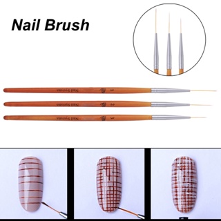 【AG】3Pcs/Set Tip Head Nail Painting Ergonomics Handle Lightweight Art Brush Wooden Handle