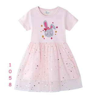 Dress-1058 ชุดกระโปรงเด็กผู้หญิงสีชมพูกระต่าย