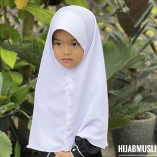Hijab ฮิญาบนักเรียน สวมสำเร็จ ไซส์ S M L ผ้าคลุมหัวนักเรียน ชั้นอนุบาล-ประถม6 สวมใส่ง่าย ไม่ร้อน ราคาถูก