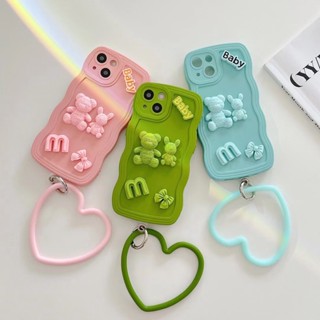 เคสโทรศัพท์มือถือ ลายกระต่าย หมี หยัก พร้อมสายคล้องมือ สําหรับ OPPOA55 A57 A5 A3S A32 A53 A72 A8 A31 2020 A9 F11 A93