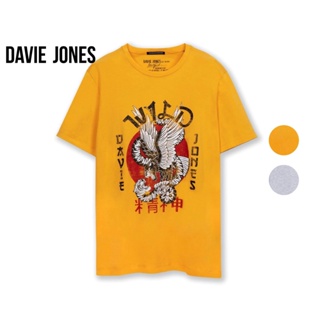 DAVIE JONES เสื้อยืดพิมพ์ลาย สีเทา Graphic Print T-Shirt in grey TB0261TB